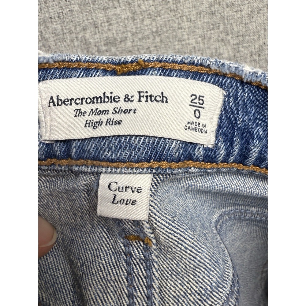 ABERCROMBIE &‎ FITCH The Mom High Rise Denim Cut Off Distressed Shorts 25 0 XS - Picture 3 of 4